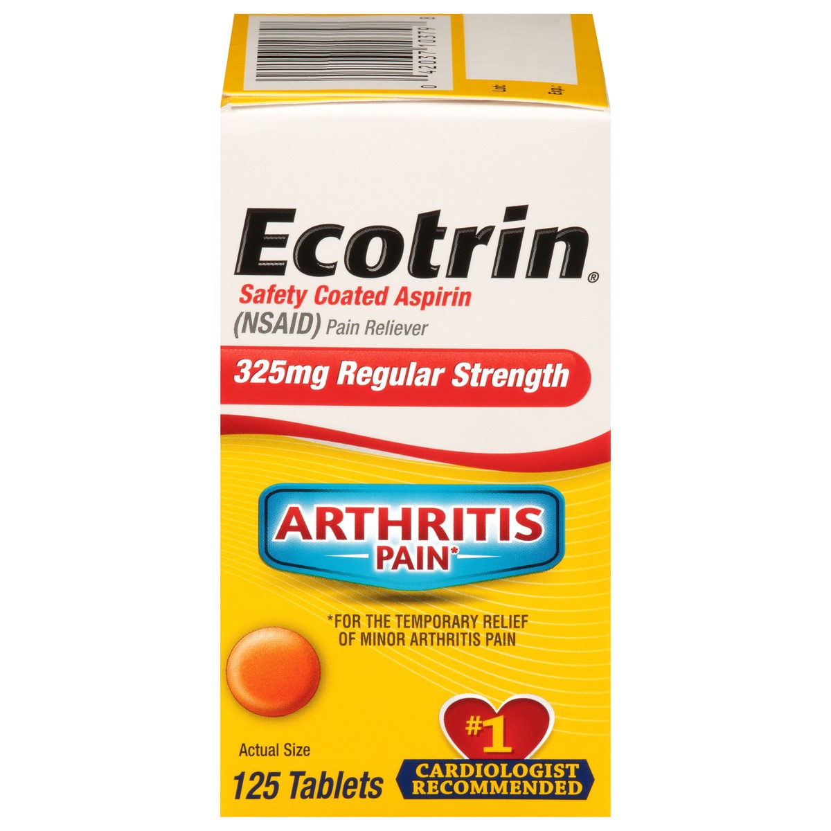 slide 7 of 10, Ecotrin Regular Strength Arthritis Pain Safety Coated Aspirin Tablets, 125 Ct, 125 ct; 325 mg