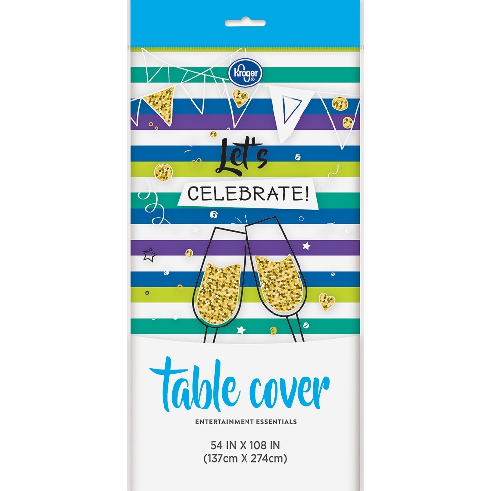 slide 1 of 1, Kroger Entertainment Essentials Table Cover - Cool Stripe Green, 54 in x 84 in