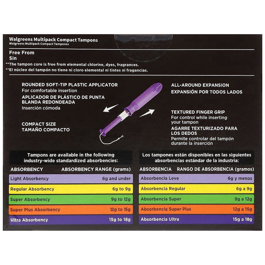 slide 3 of 4, Walgreens Compact Tampons, Multi-Pack, 34 ct