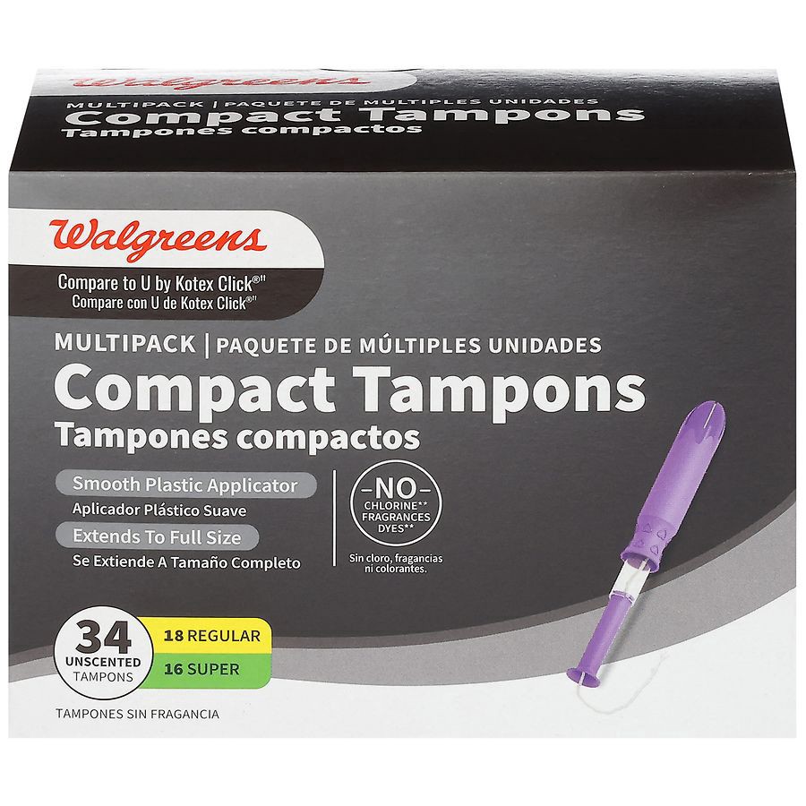 slide 2 of 4, Walgreens Compact Tampons, Multi-Pack, 34 ct