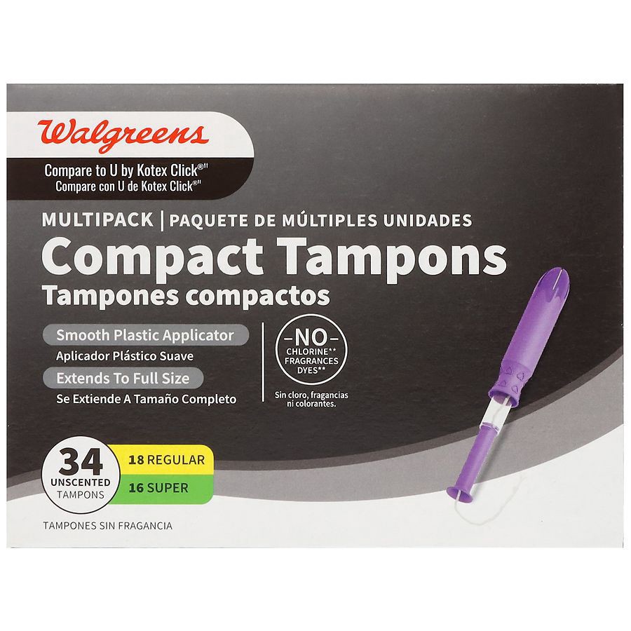 slide 1 of 4, Walgreens Compact Tampons, Multi-Pack, 34 ct