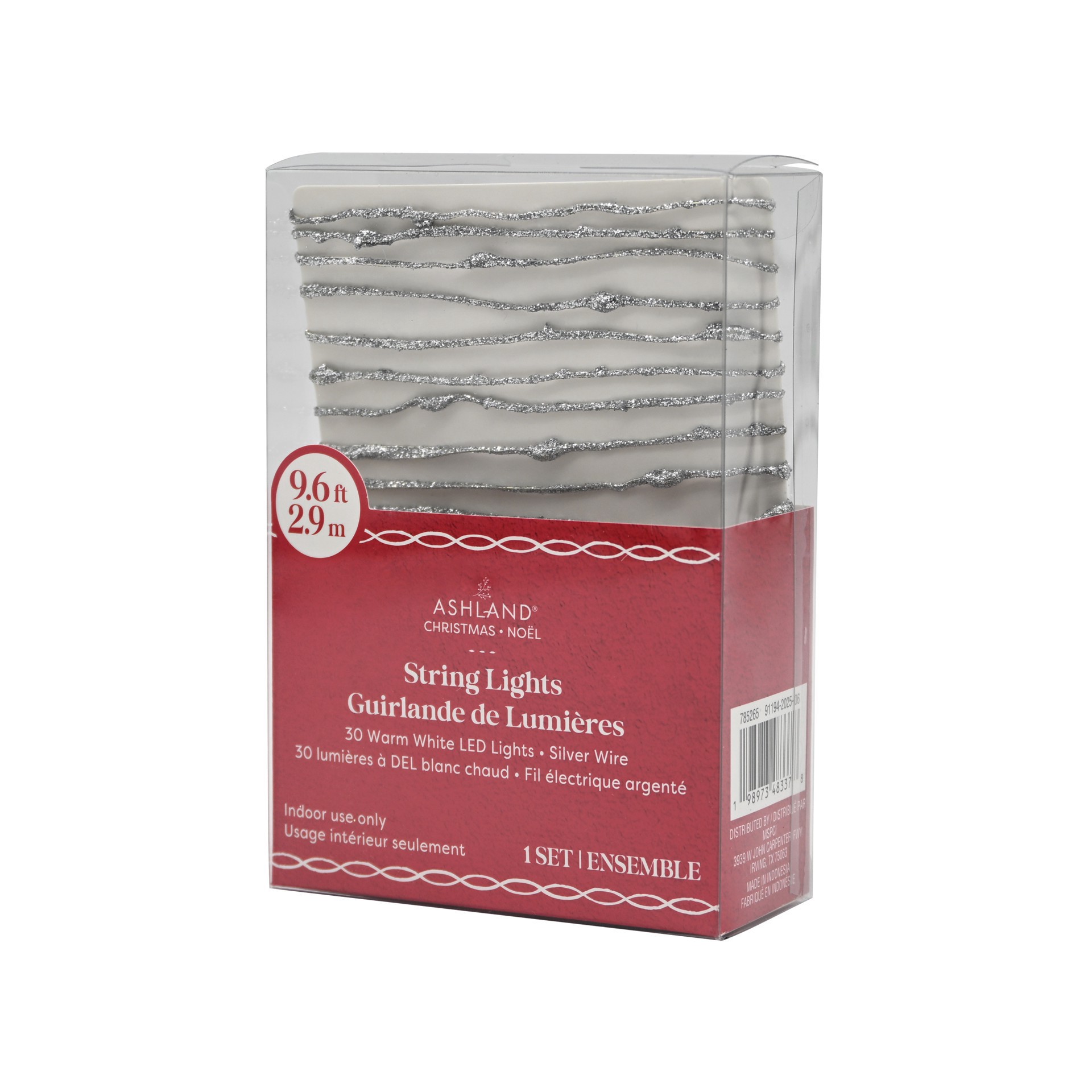 slide 3 of 3, 30ct. Warm White Led Silver Glitter String Lights By Ashland, 30 ct