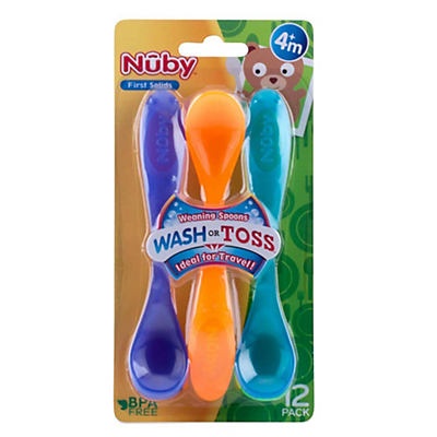 slide 1 of 1, Nuby Wash or Toss Weaning Spoons, 12 ct