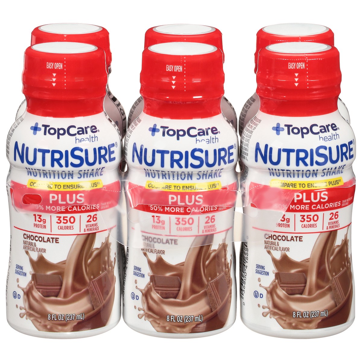 slide 1 of 15, TopCare Health NutriSure Plus Chocolate Nutrition Shake 6 ea, 8 fl oz