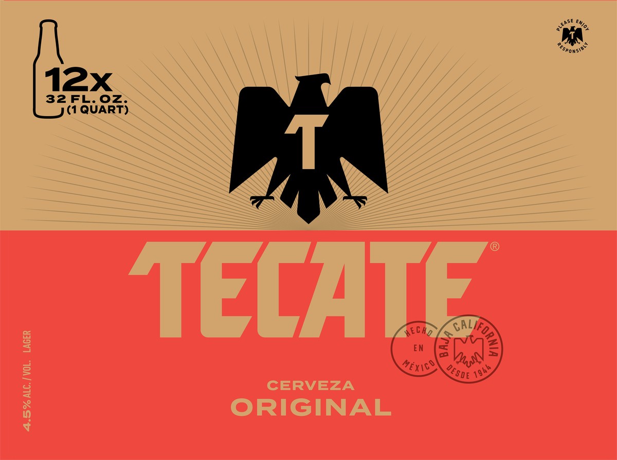 slide 4 of 4, Tecate Original Beer 12 - 32 fl oz Bottles, 32 oz