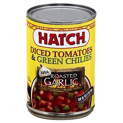 slide 1 of 2, Hatch Diced Tomatoes and Green Chilies with Roasted Garlic Medium, 10 oz