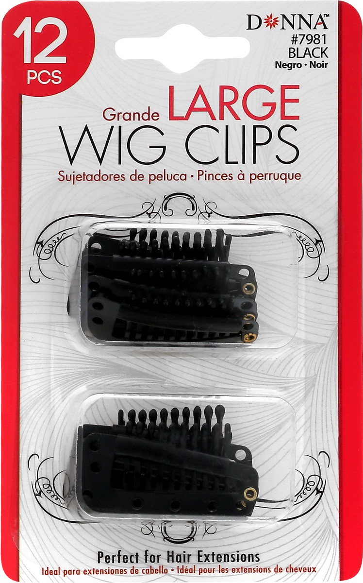 slide 5 of 10, Donna Black Large Wig Clips 12 ea, 12 ct