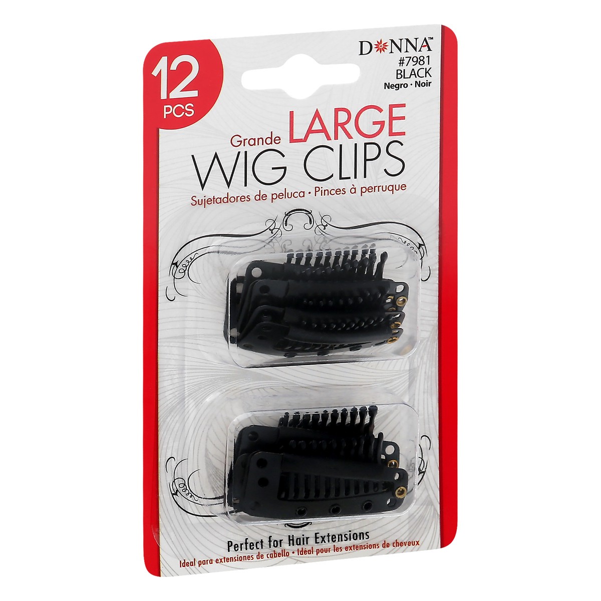 slide 8 of 10, Donna Black Large Wig Clips 12 ea, 12 ct