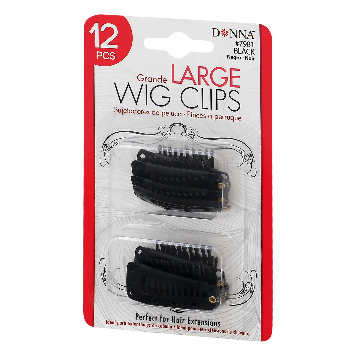 slide 9 of 10, Donna Black Large Wig Clips 12 ea, 12 ct