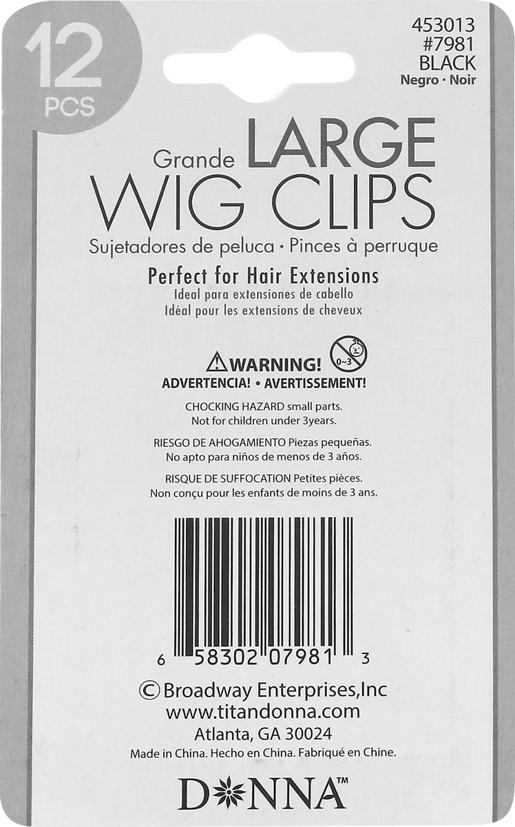 slide 10 of 10, Donna Black Large Wig Clips 12 ea, 12 ct