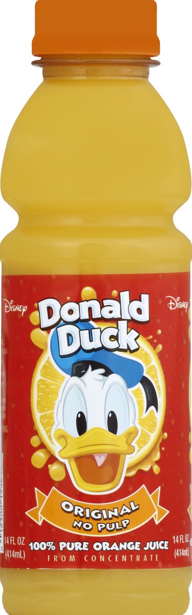 Donald Duck 100% Juice, Orange, No Pulp, Original - 14 oz 14 oz
