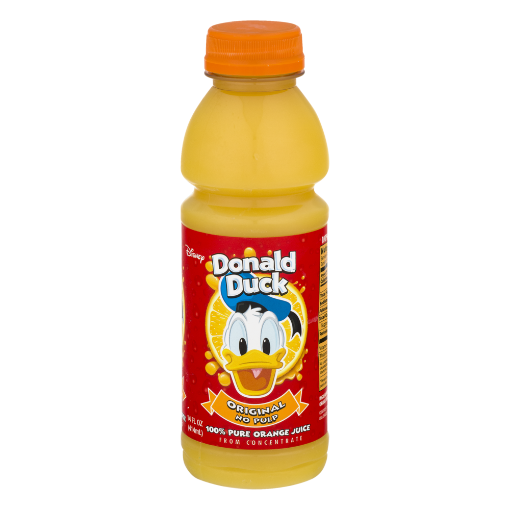 Donald Duck 100% Juice, Orange, No Pulp, Original - 14 oz 14 oz