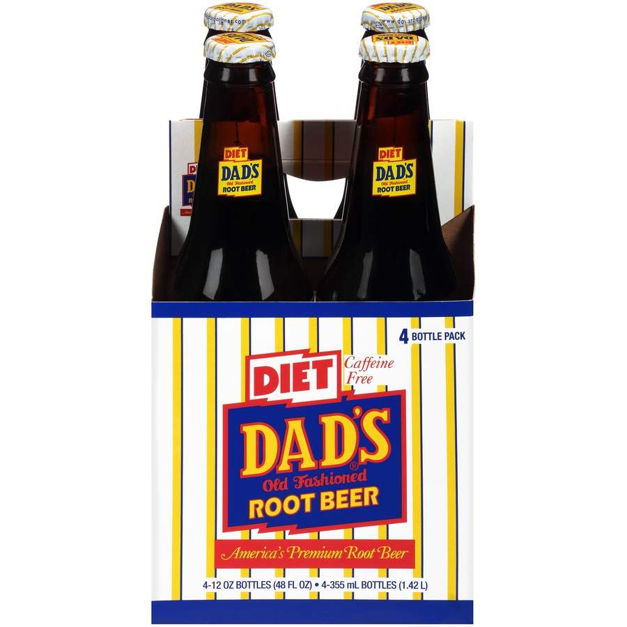 slide 1 of 8, Dad's Old Fashioned Diet Root Beer, 4 ct; 12 oz
