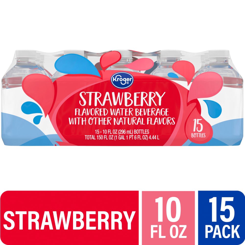 slide 1 of 4, Kroger Strawberry Flavored Water, 15 bottles / 10 fl oz