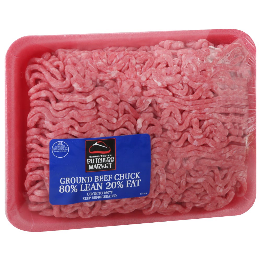 slide 1 of 2, Harris Teeter Butchers Market Chuck 80/20 Ground Beef - 1 ea, per lb