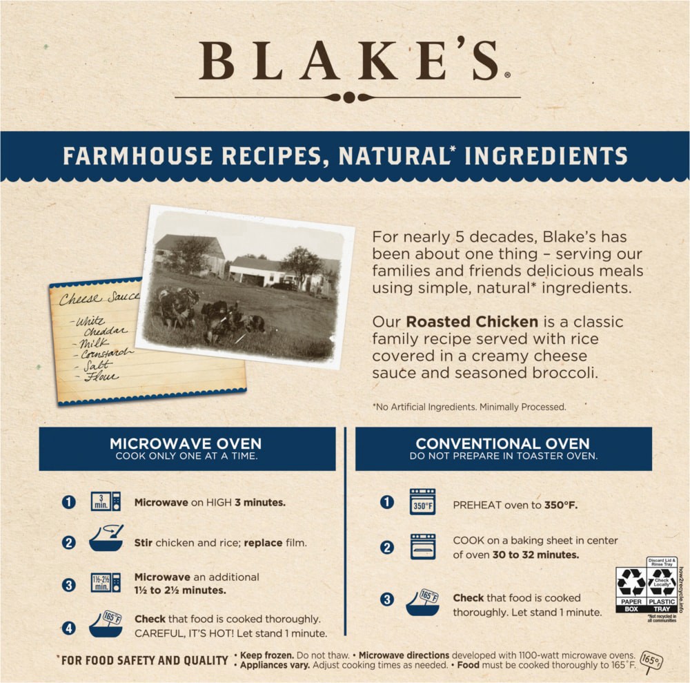 slide 3 of 4, Blake's Roasted Chicken, Frozen Meal, 10 oz., 10 oz