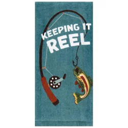 Meijer Corporate Seasonal Mcs Summer Keep Reel Trout Fiber Reactive Kitchen Towel, 16 In X 25 In