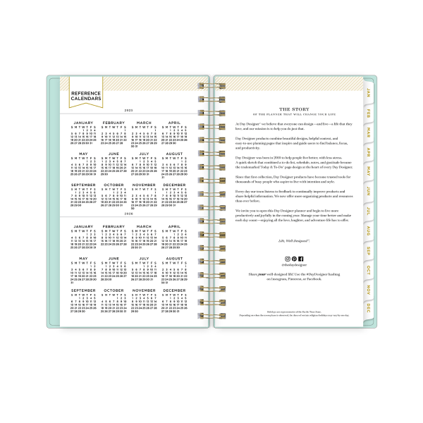 slide 4 of 9, 2025 Day Designer Weekly/Monthly Planning Calendar, 3-5/8"" x 6-1/8"", Solid Mint, January To December, 148809, 1 ct