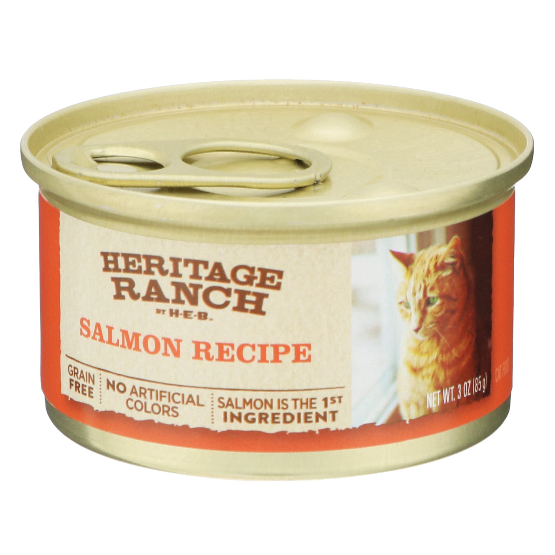 slide 1 of 1, H-E-B Heritage Ranch Salmon Recipe Cat Food, 3 oz