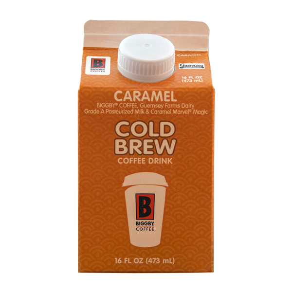 slide 1 of 4, Biggby Coffee Caramel Cold Brew Coffee Drink, 16 oz