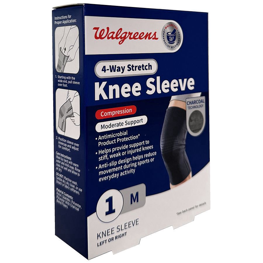 slide 3 of 3, Walgreens Knee Sleeve With 4-Way Stretch Medium, 1 ct