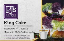 PJ's Coffee of New Orleans Ground King Cake Coffee - 12 ct