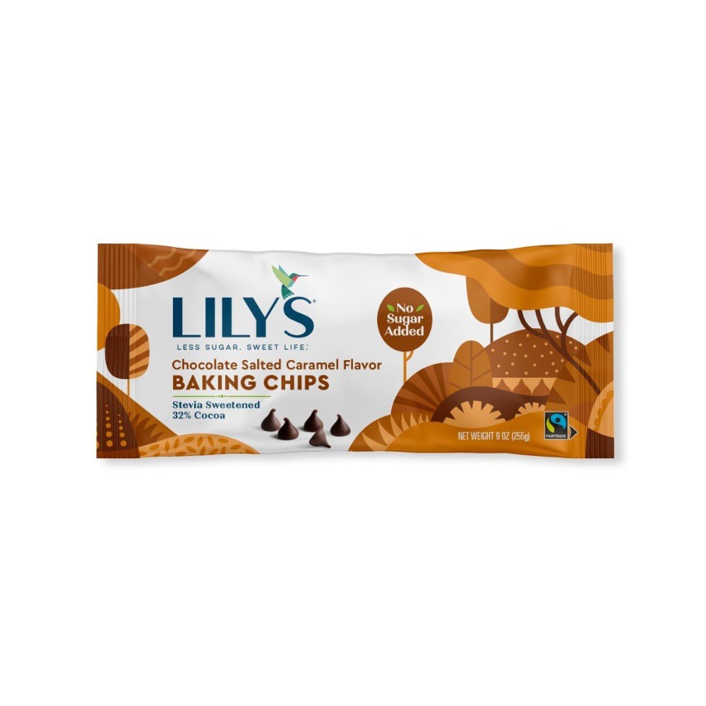 slide 1 of 2, Lily's Chocolate Salted Caramel Flavored No Sugar Added, Baking Chips Bag, 9 oz, 9 oz