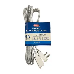 HEB 9 Foot Fabric Extension Cord Indoor Only White