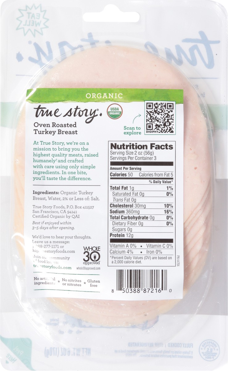 slide 9 of 13, true story Oven Roasted Organic Turkey Breast 6 oz, 6 oz