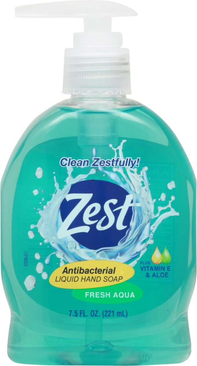 slide 6 of 9, Zest Antibacterial Fresh Aqua Liquid Hand Soap 7.5 fl oz, 7 oz
