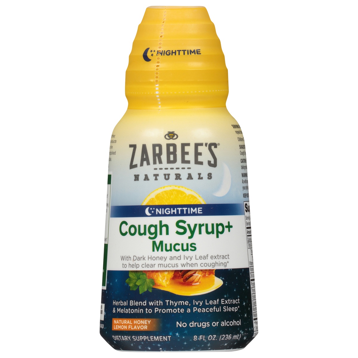 slide 1 of 1, Zarbee's Naturals Adult Cough Syrup + Mucus with Dark Honey and Natural Herbal Blend, Nighttime, 8 fl oz