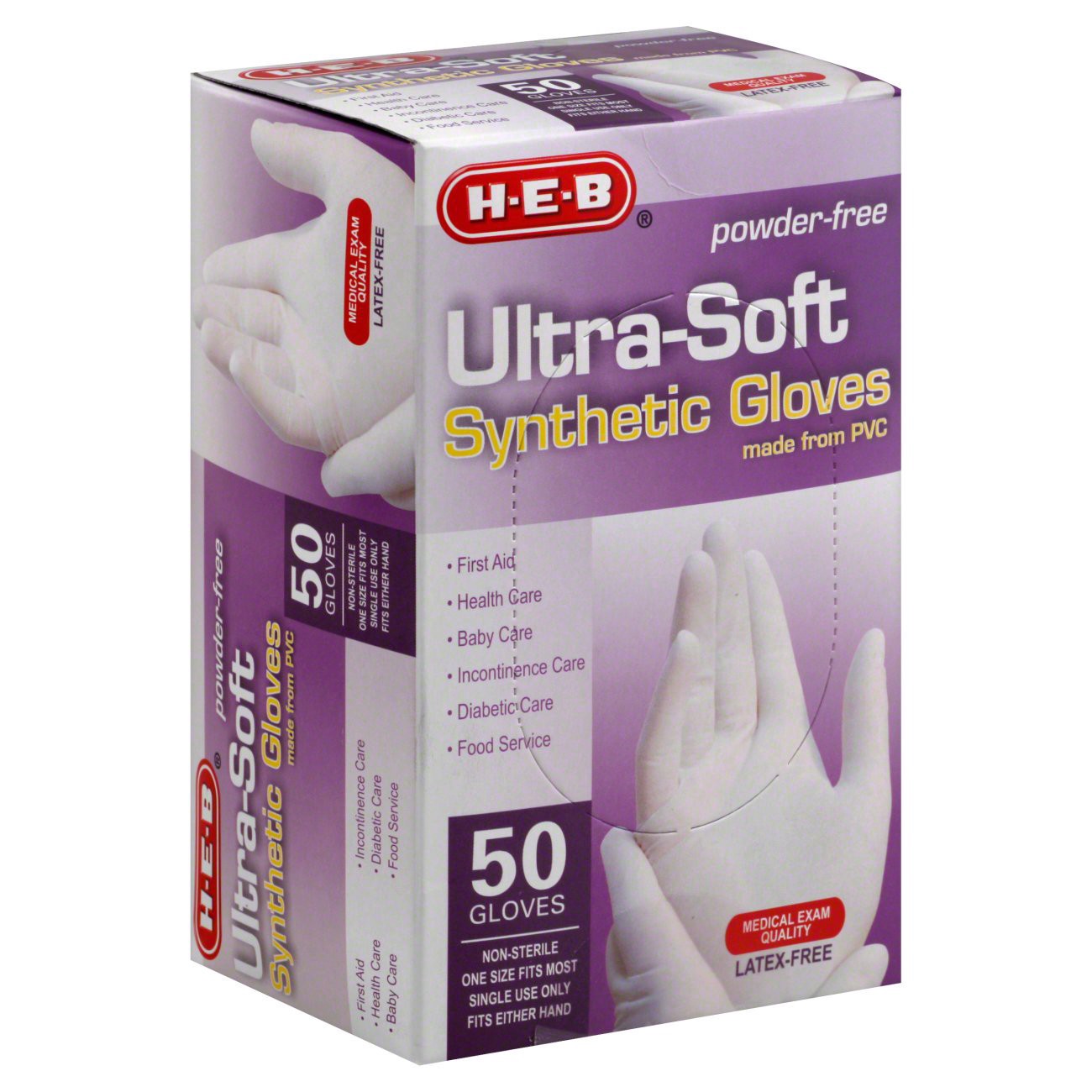 slide 1 of 1, H-E-B Ultra-Soft Synthetic One Size Fits Most Gloves, 50 ct