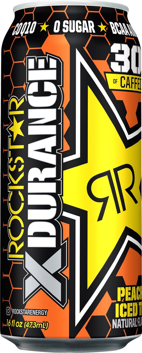 slide 2 of 4, Rockstar Energy Drink - Xdurance Peach + Iced Tea - 16 fl oz, 16 fl oz