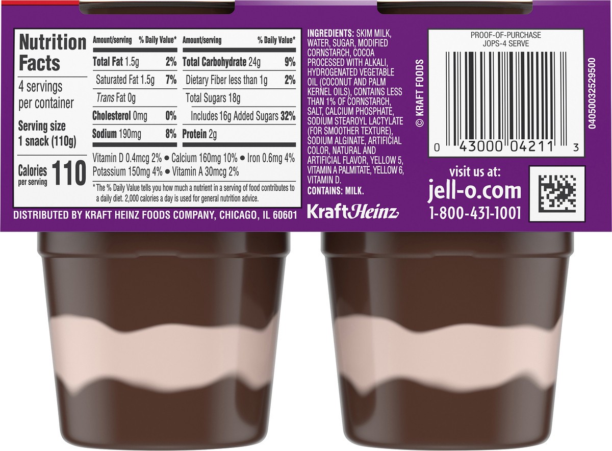 slide 3 of 9, Jell-O Original Chocolate Vanilla Swirls Artificially Flavored Ready-to-Eat Pudding Snack Cups, 4 ct Cups, 4 ct