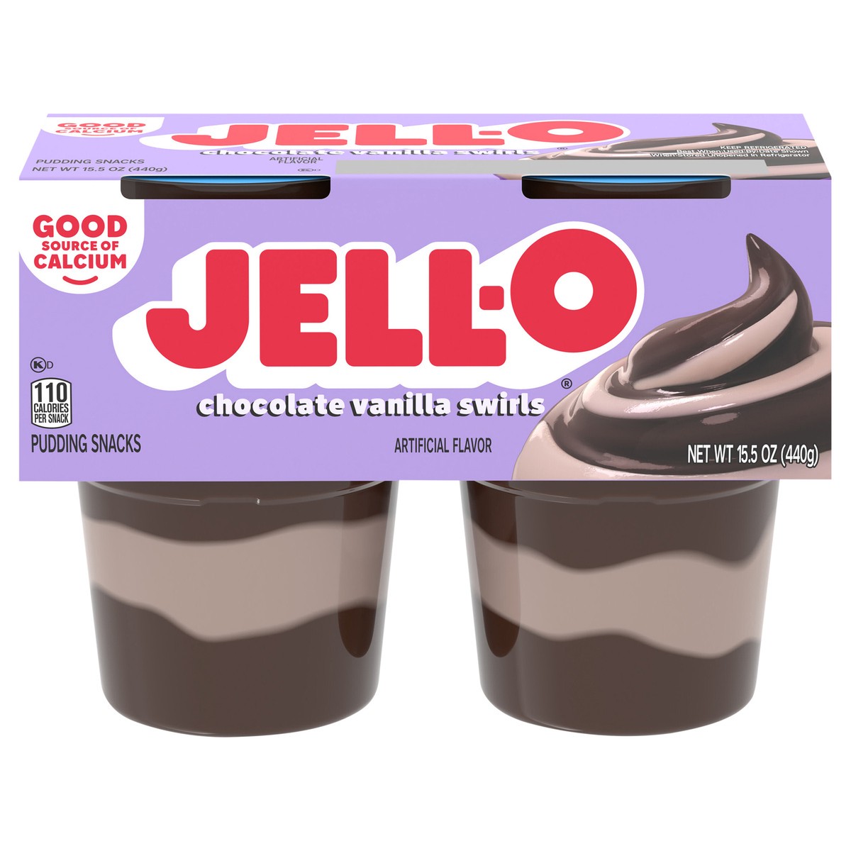 slide 1 of 9, Jell-O Original Chocolate Vanilla Swirls Artificially Flavored Ready-to-Eat Pudding Snack Cups, 4 ct Cups, 4 ct