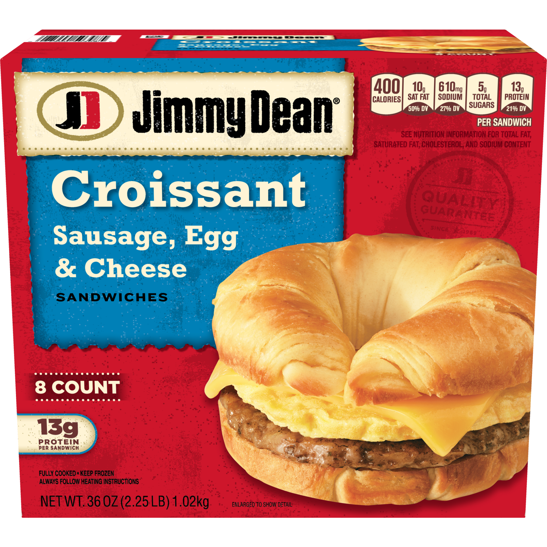 slide 1 of 6, Jimmy Dean Sausage, Egg, & Cheese Frozen Croissant - 36oz/8ct, 8 ct; 36 oz