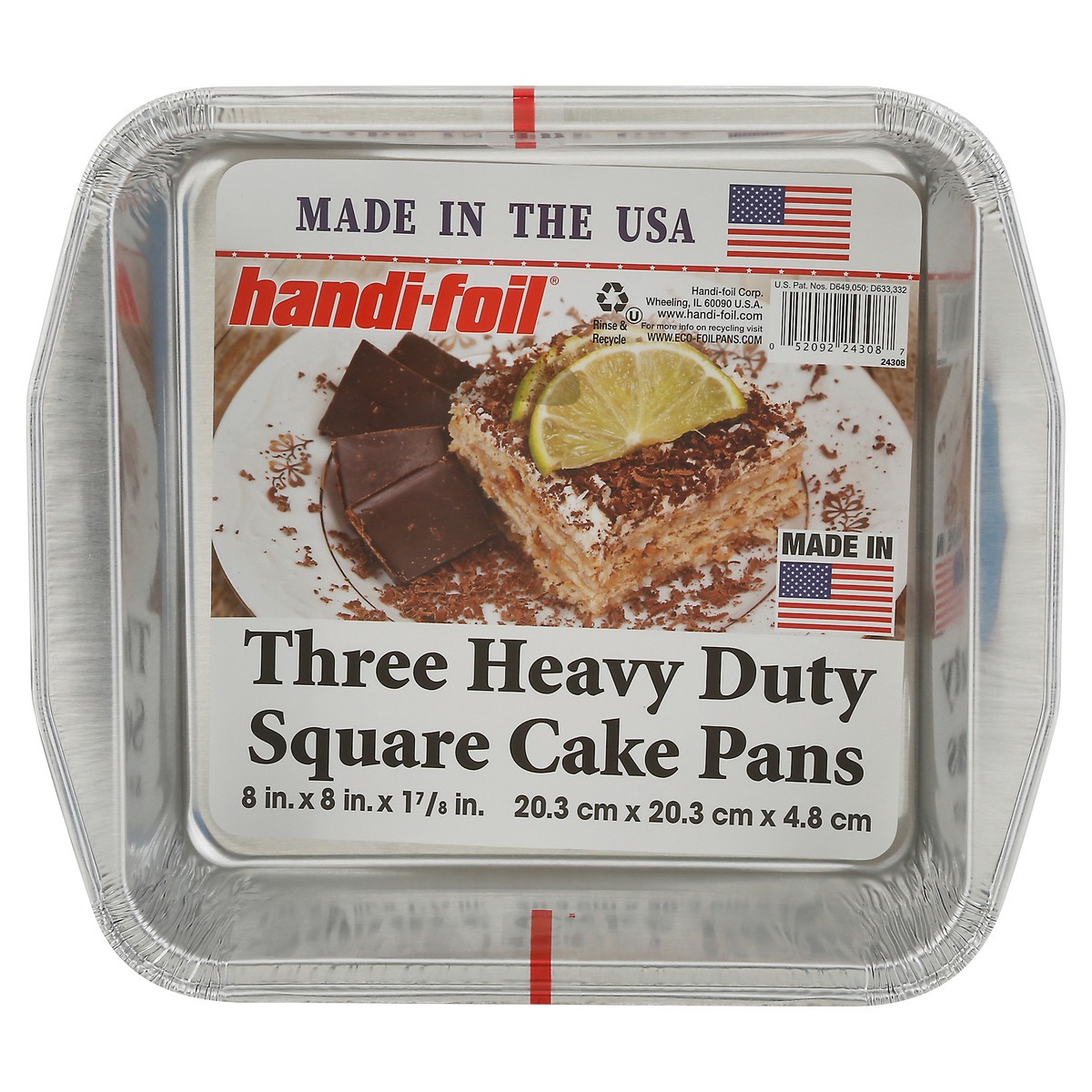 slide 1 of 9, Handi-foil Heavy Duty Square Cake Pans 3 ea, 3 ct
