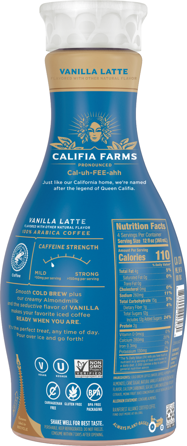 slide 15 of 19, Califia Farms Van Latte Almond Milk, 48 oz
