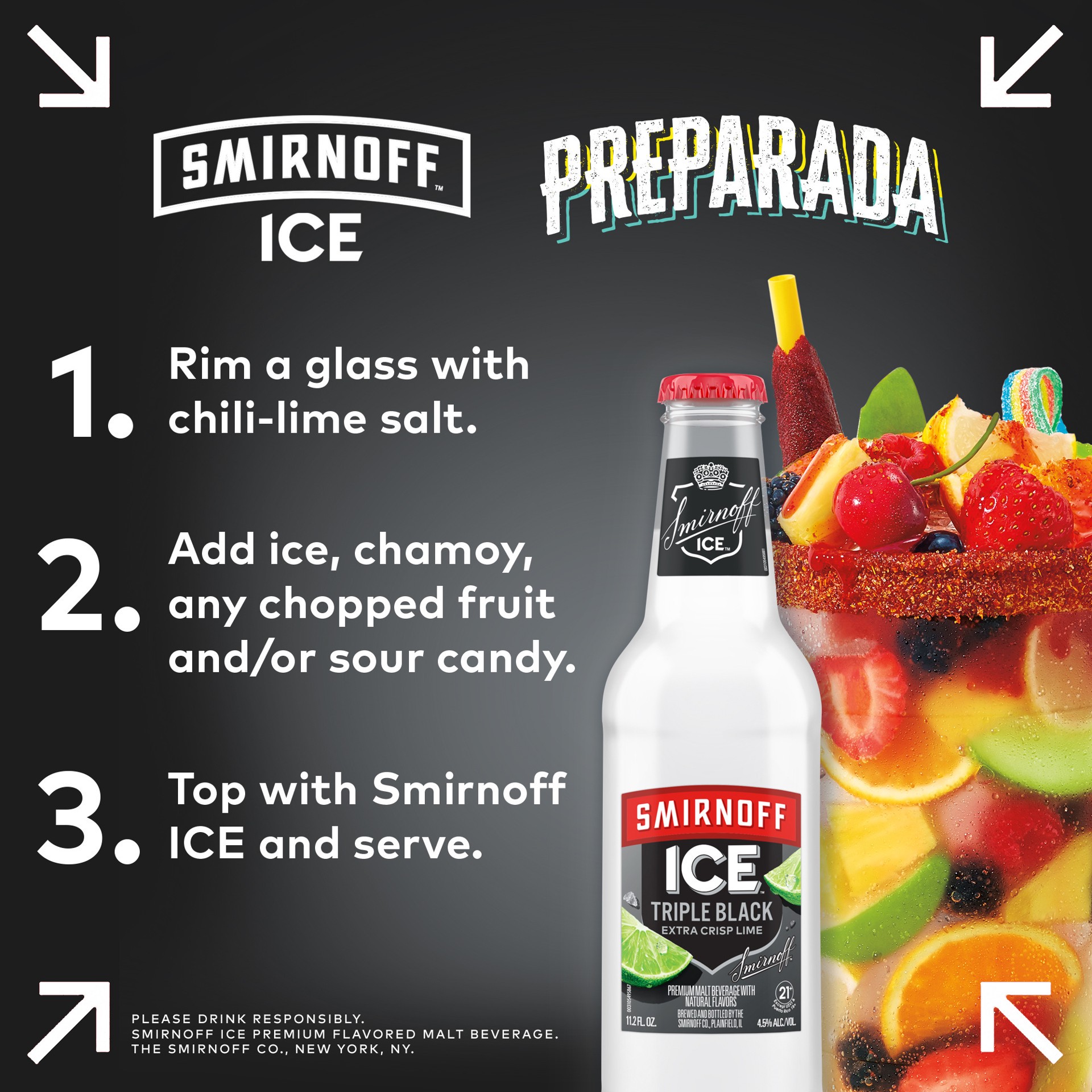 slide 3 of 10, Smirnoff Ice Triple Black, 11.2 fl oz, 6 Pack Bottles, 4.5% ABV, 11.2 fl oz