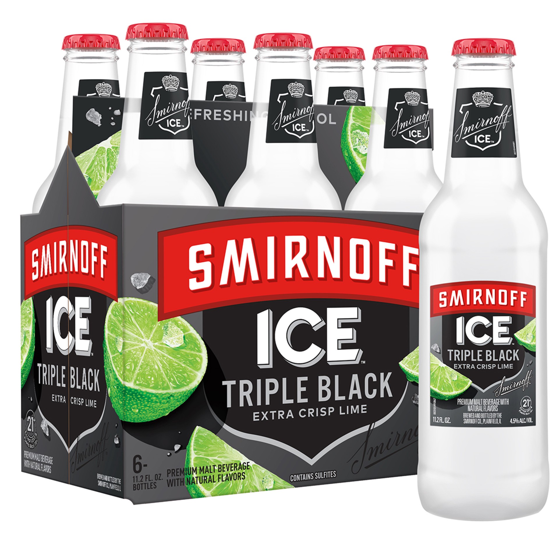 slide 9 of 10, Smirnoff Ice Triple Black, 11.2 fl oz, 6 Pack Bottles, 4.5% ABV, 11.2 fl oz