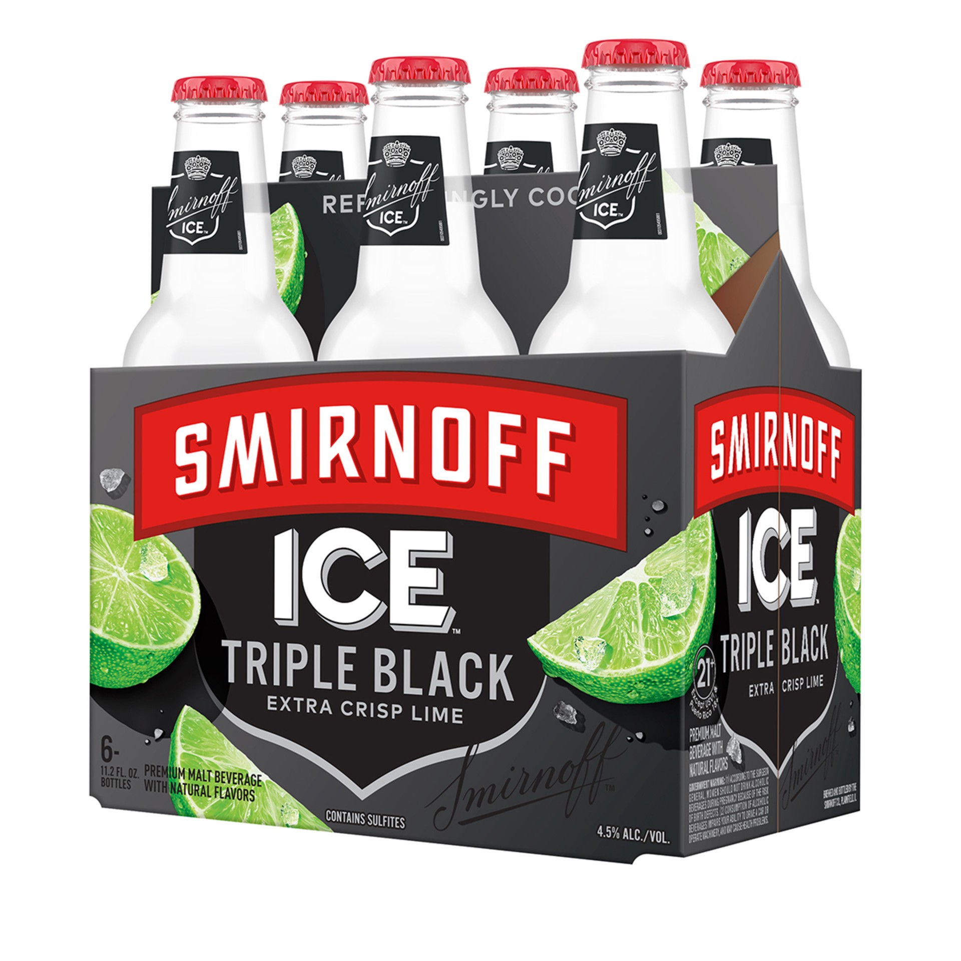 slide 5 of 10, Smirnoff Ice Triple Black, 11.2 fl oz, 6 Pack Bottles, 4.5% ABV, 11.2 fl oz