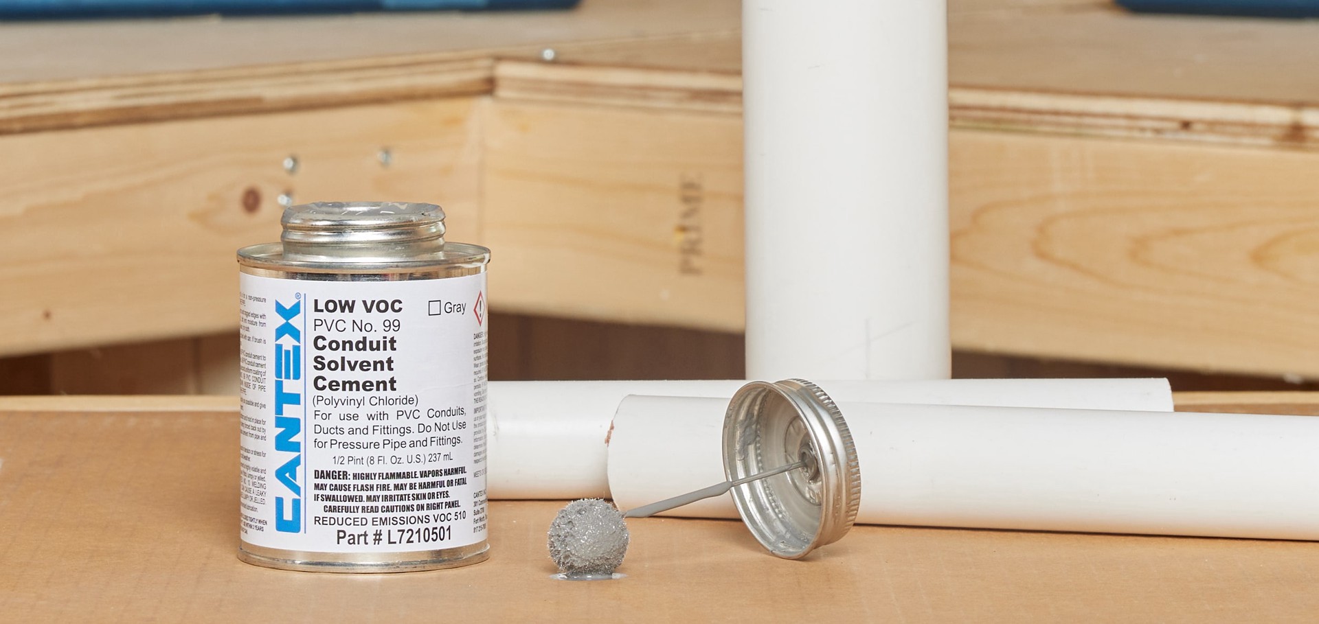 slide 2 of 6, CANTEX 8.0 Fluid Oz. PVC Cement for Electrical Pipe and Fittings, Low VOC, Meets ASTM D-2564 Requirements, 1 ct