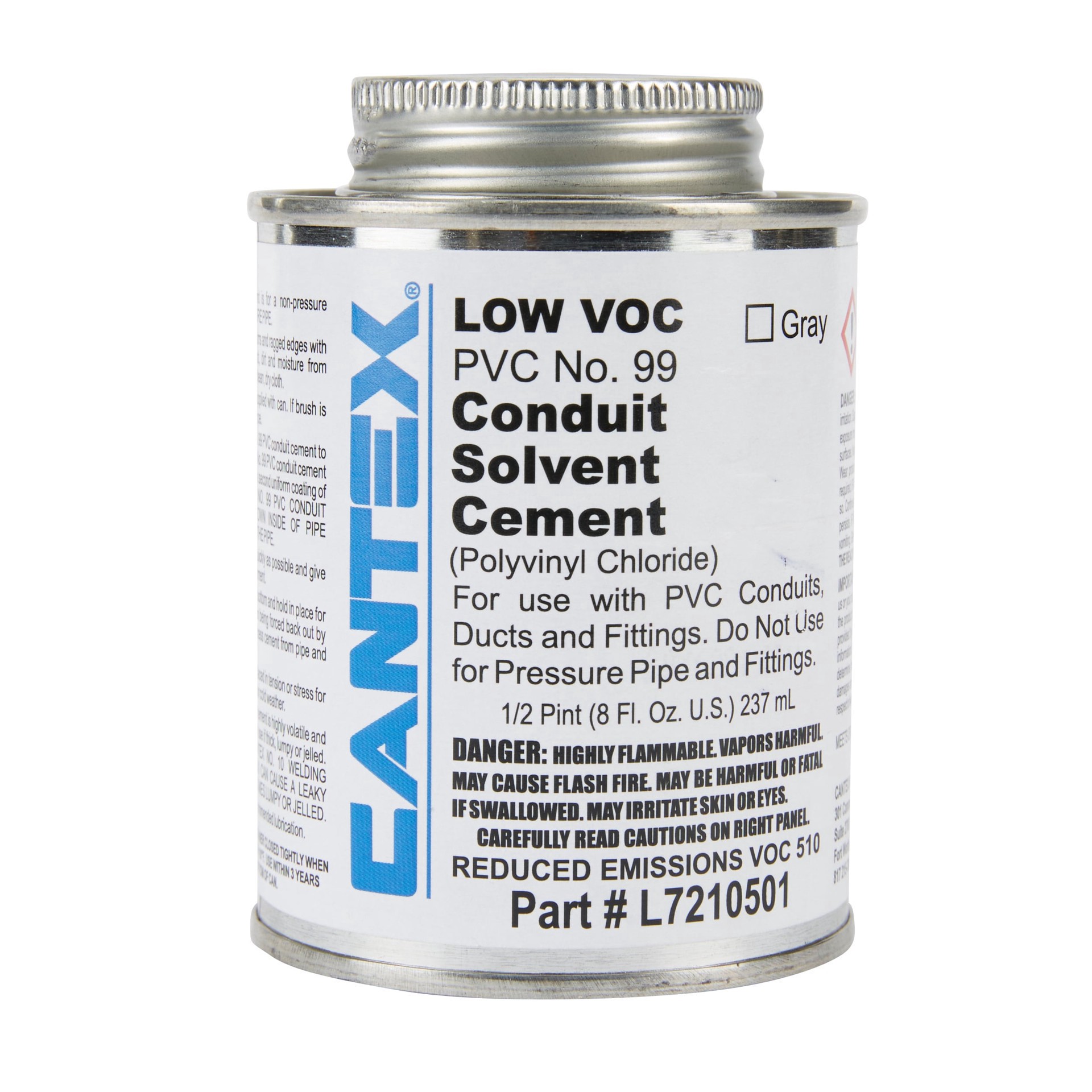 slide 1 of 6, CANTEX 8.0 Fluid Oz. PVC Cement for Electrical Pipe and Fittings, Low VOC, Meets ASTM D-2564 Requirements, 1 ct