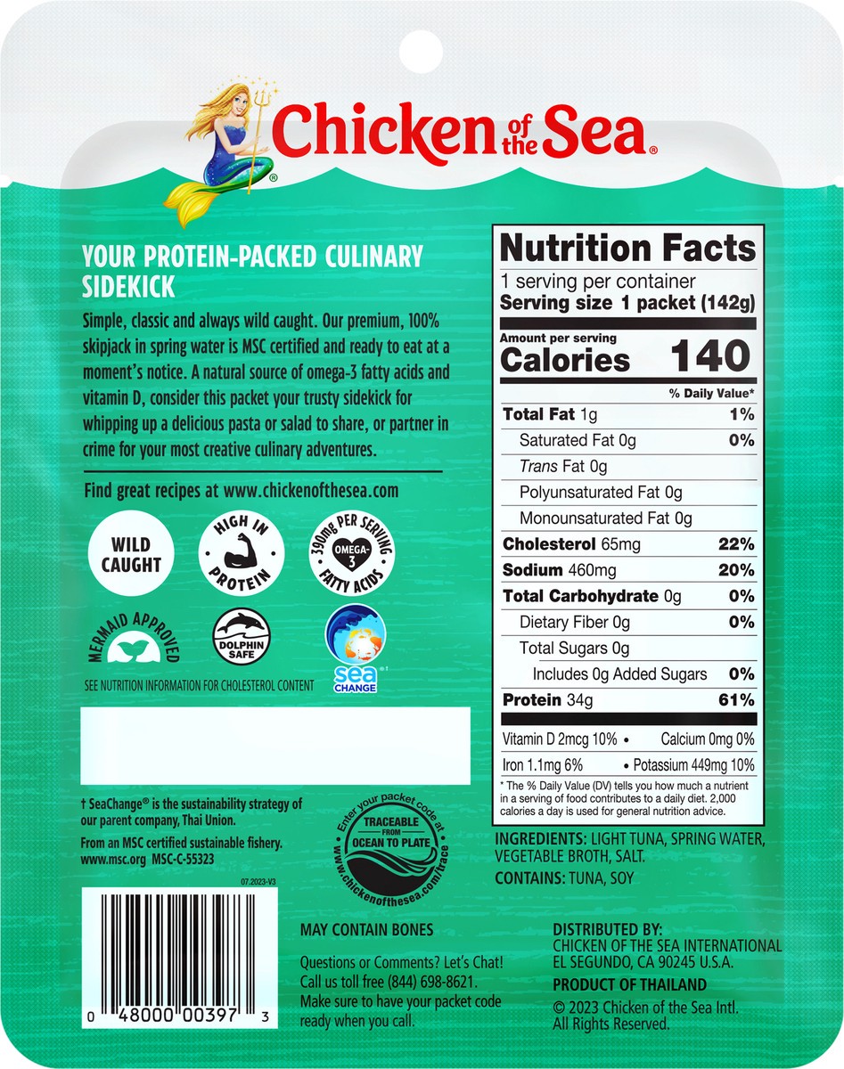 slide 2 of 3, Chicken Of The Sea Chunk Light Tuna In Water Pouch, 5 oz