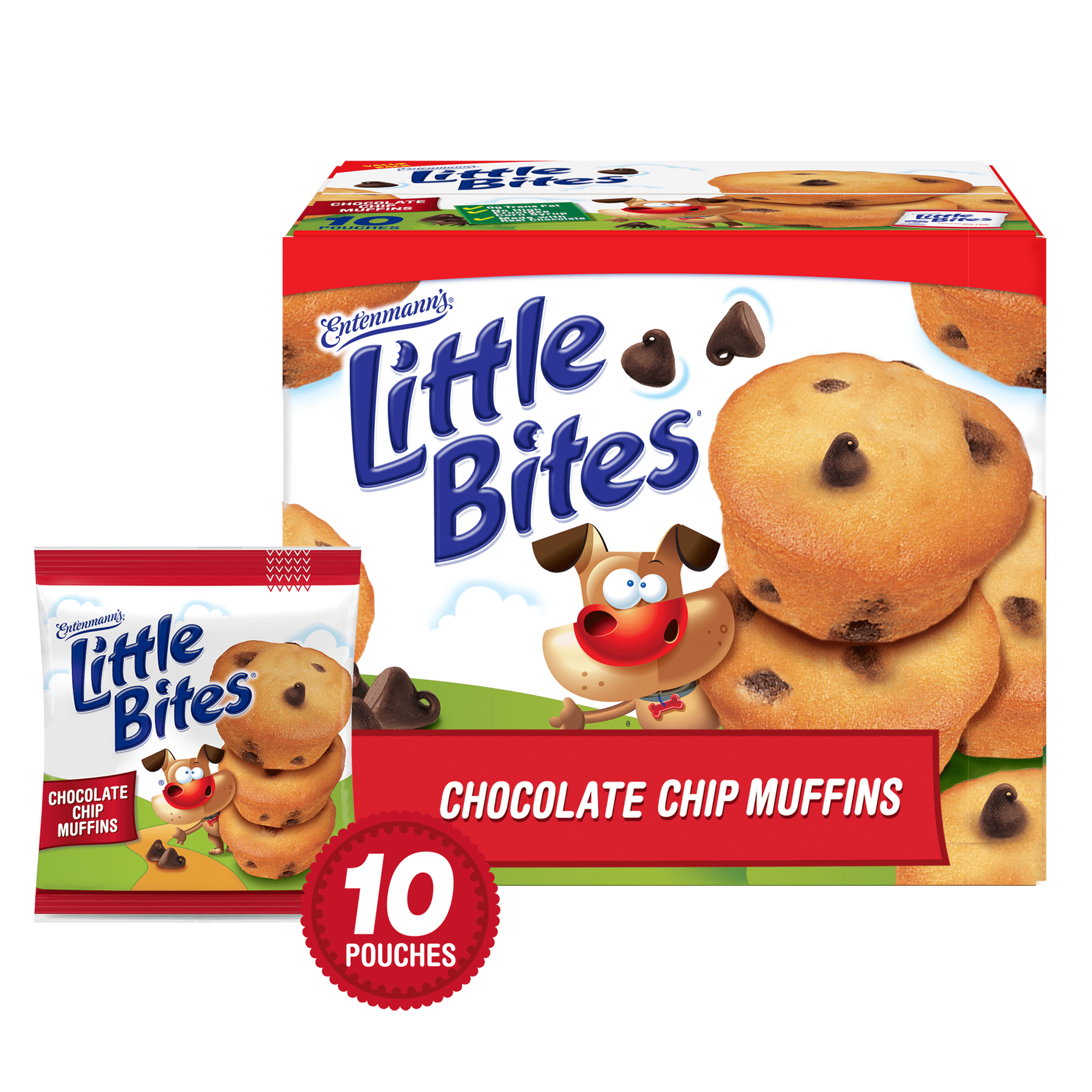 slide 1 of 9, Entenmann's Little Bites Chocolate Chip Muffins, 10 packs, Soft Mini Muffins, 16.5 oz Box, 10 ct