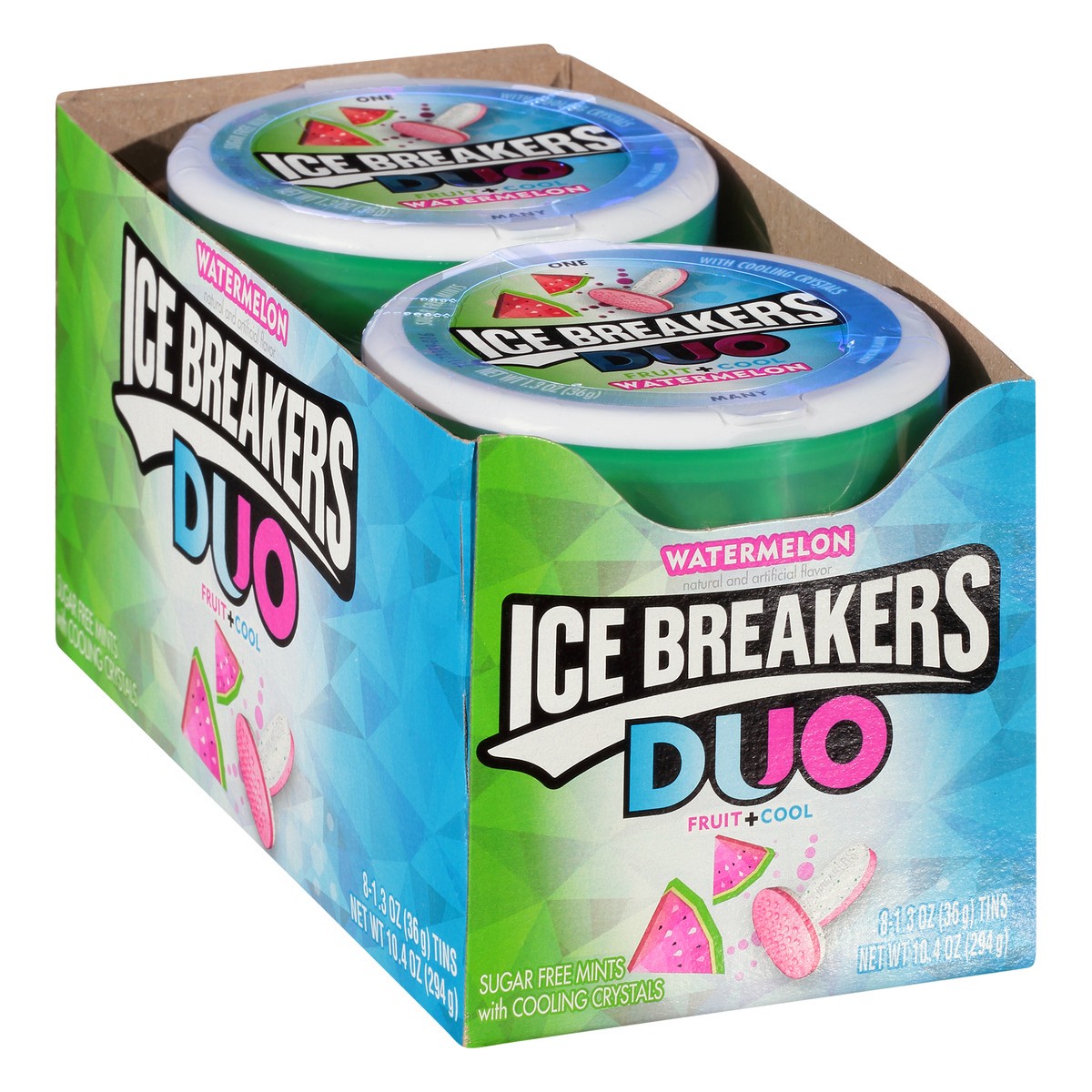 slide 2 of 9, Ice Breakers Duo Sugar Free Fruit + Cool Watermelon Mints 8 ea, 8 ct
