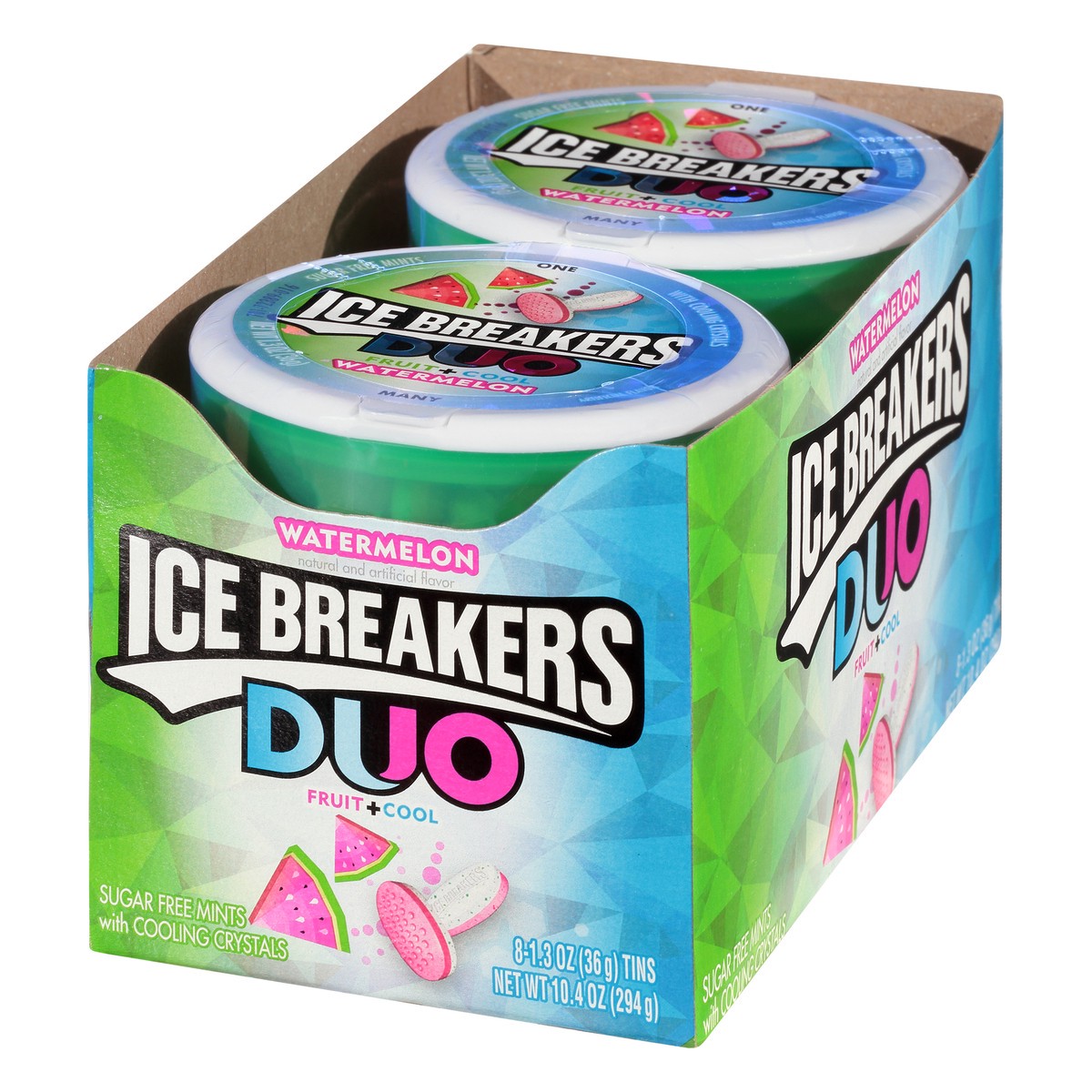 slide 3 of 9, Ice Breakers Duo Sugar Free Fruit + Cool Watermelon Mints 8 ea, 8 ct