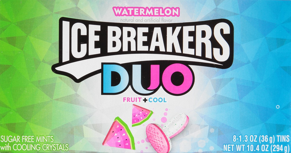slide 9 of 9, Ice Breakers Duo Sugar Free Fruit + Cool Watermelon Mints 8 ea, 8 ct