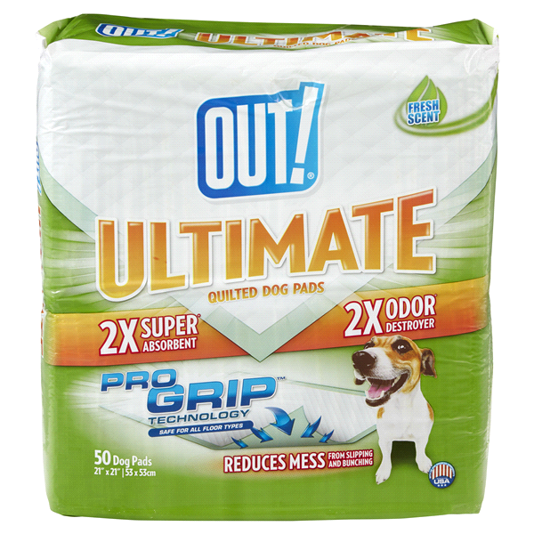 slide 1 of 2, Out! Ultimate Quilted Dog Training Pads, 50 ct