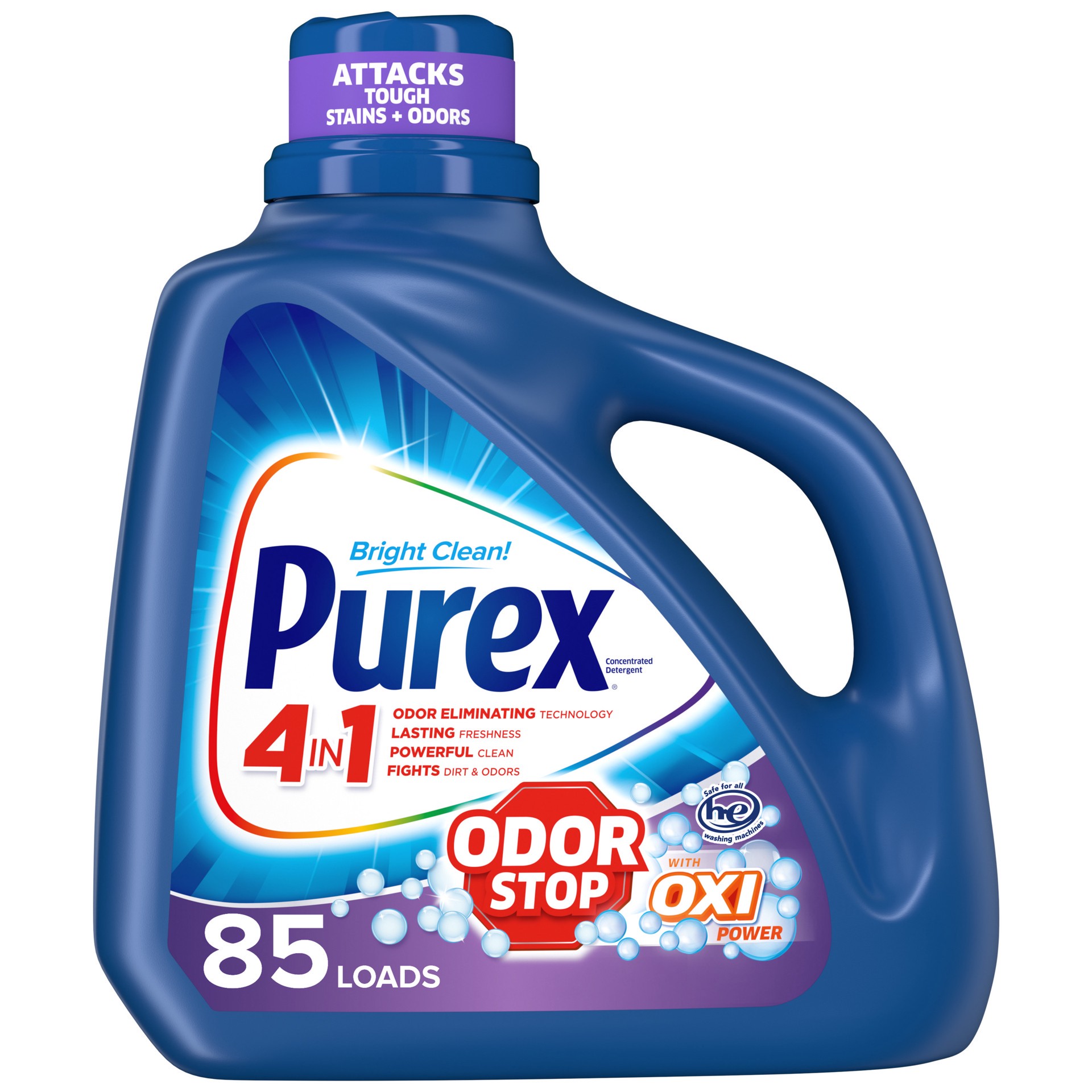 slide 1 of 1, Purex Liquid Laundry Detergent, Odor Stop Plus Oxi, 128 Ounce, 85 Total Loads, 128 fl oz